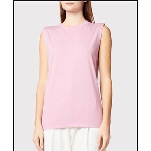 IRO Gaidig Muscle Tank Padded Shoulders Women's Pink Cotton Tank Top Size Medium